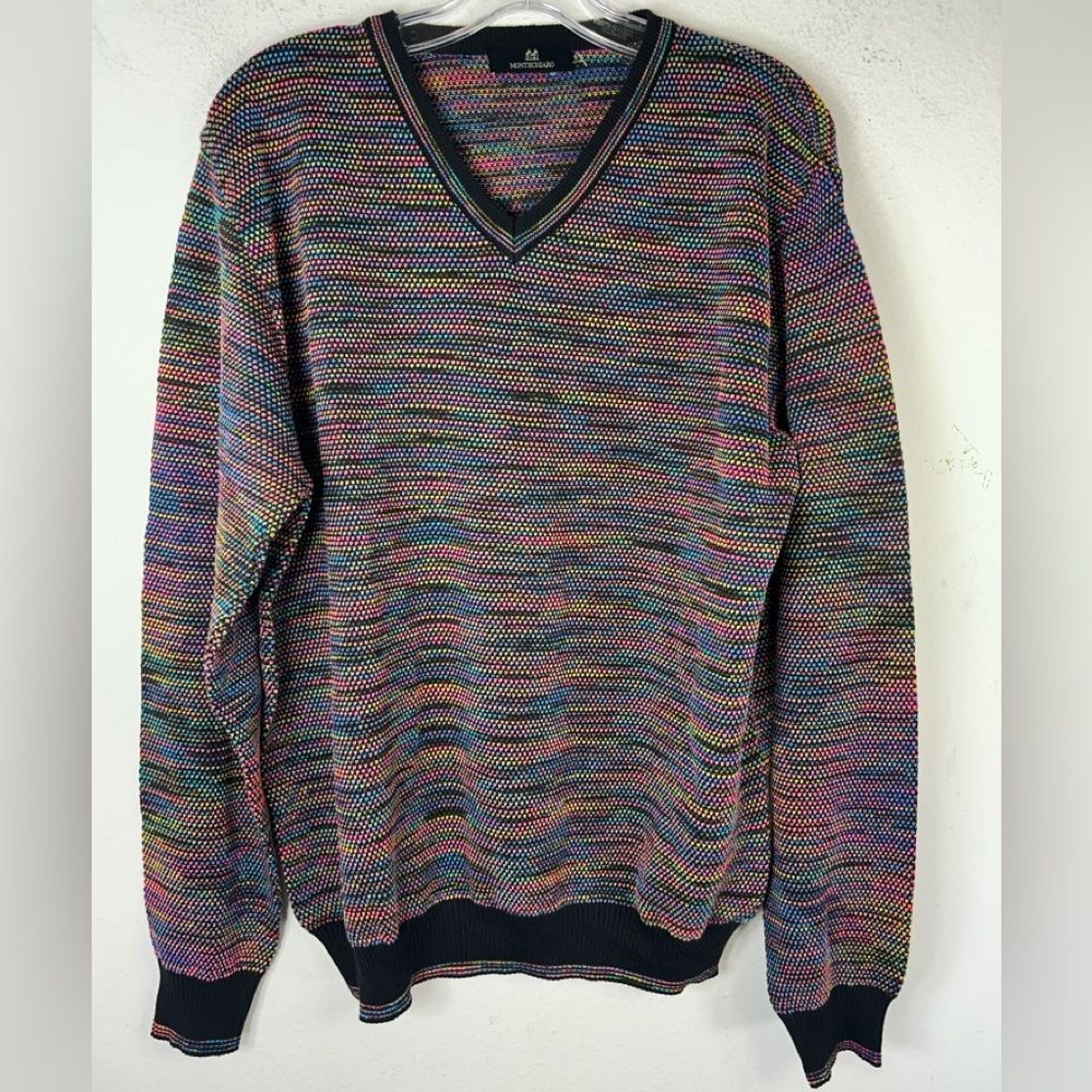 MONTECHIARO MENS SWEATER VNECK CORPCORE VNECK MADE IN Italy 52 old money